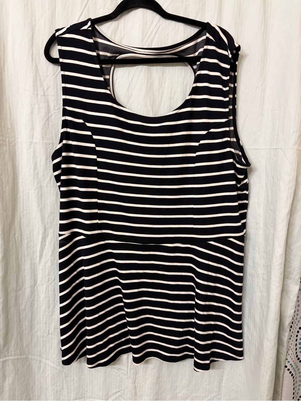 torrid Black & White Striped Sleeveless Peplum Tank